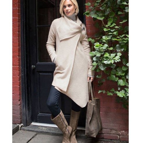 asymmetrical boiled wool coat